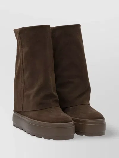 Casadei Lug Sole Platform Ankle Boots In Brown