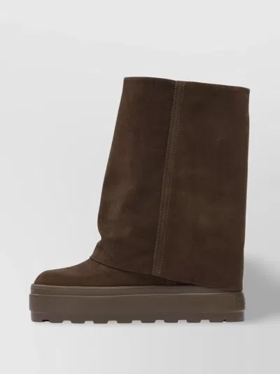 Casadei Lug Sole Platform Ankle Boots In Brown