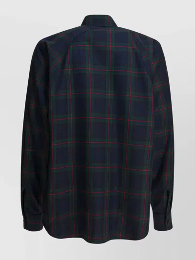 Alexander Mcqueen Classic Tartan Shirt With Metal Buckle Detail And Relaxed Fit In Blue