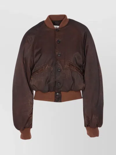 Mm6 Maison Margiela Bomber Jacket With Raglan Sleeves And Pockets In Brown