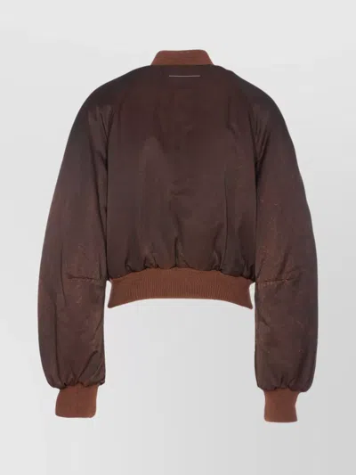 Mm6 Maison Margiela Bomber Jacket With Raglan Sleeves And Pockets In Brown