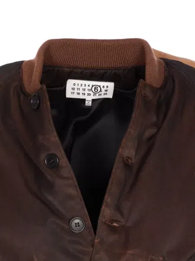 Mm6 Maison Margiela Bomber Jacket With Raglan Sleeves And Pockets In Brown
