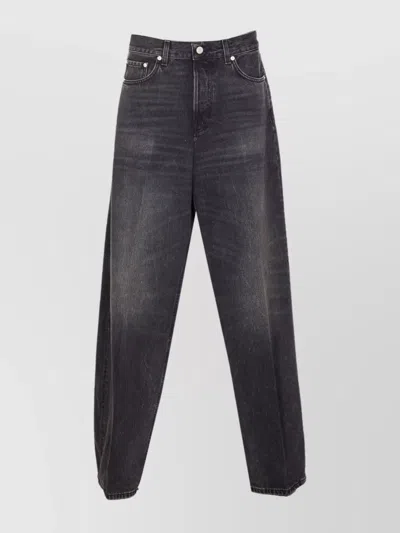 Haikure 'korea' Grey Jeans With Faded Effect And Logo Patch On The Back In Cotton Woman In Black
