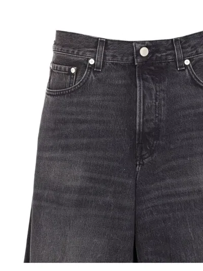 Haikure 'korea' Grey Jeans With Faded Effect And Logo Patch On The Back In Cotton Woman In Black