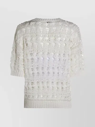 Brunello Cucinelli Textured Knit Crew Neck Sweater In White