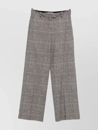 Circolo 1901 Check Pattern Wide Leg Cotton Trousers In Brown