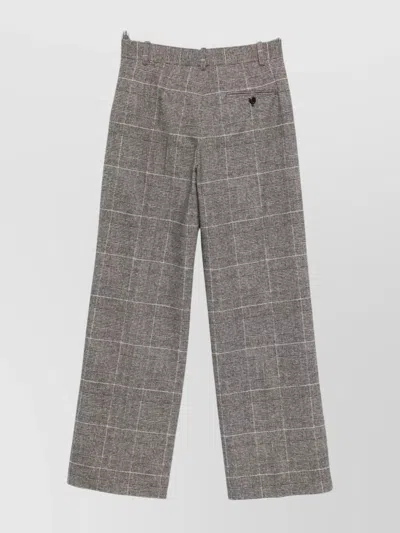 Circolo 1901 Check Pattern Wide Leg Cotton Trousers In Brown