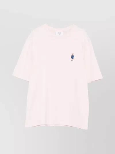 Maison Kitsuné Light Pink T-shirt With Logo Patch In Neutral