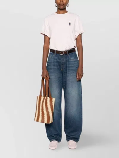 Maison Kitsuné Light Pink T-shirt With Logo Patch In Neutral