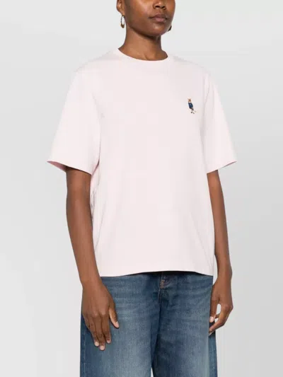 Maison Kitsuné Light Pink T-shirt With Logo Patch In Neutral