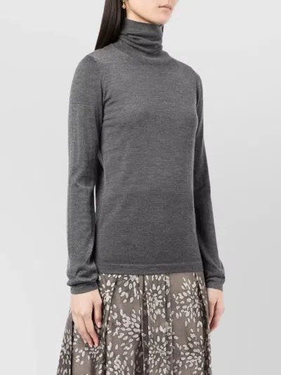 Brunello Cucinelli Luxe Cashmere Silk Turtleneck Sweater In Gray
