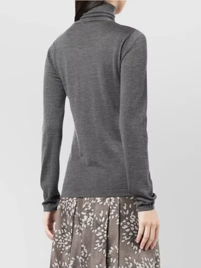 Brunello Cucinelli Luxe Cashmere Silk Turtleneck Sweater In Gray