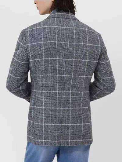 Brunello Cucinelli Deconstructed Wool Jacket Checked Pattern In Gray
