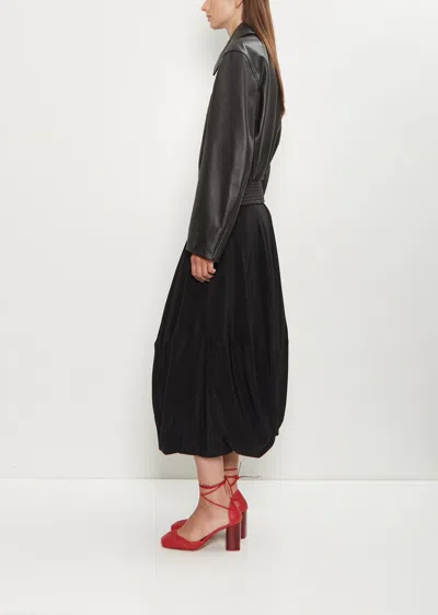 Lemaire Brown Boxy Leather Blouson Jacket In Black