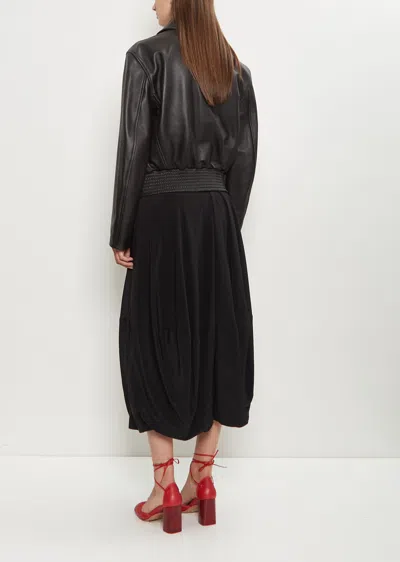 Lemaire Brown Boxy Leather Blouson Jacket In Black