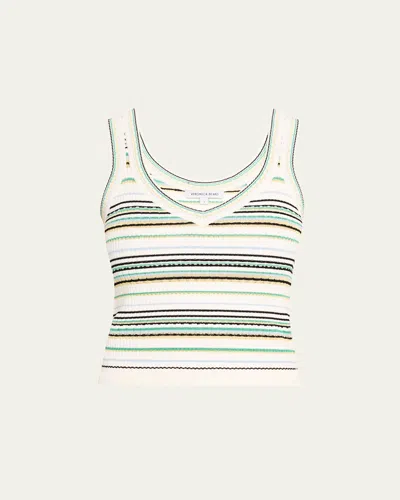 Veronica Beard Carlin Striped Knit Tank Top In Off-white Multi