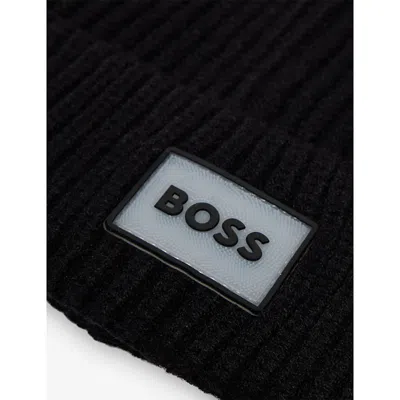 Hugo Boss Black Brand-patch Knitted Beanie Hat 4-6 Years In Black