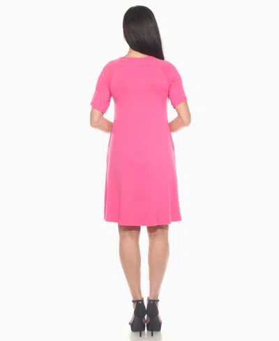 White Mark Women's Criss Cross Neckline A-line Dress In Pink