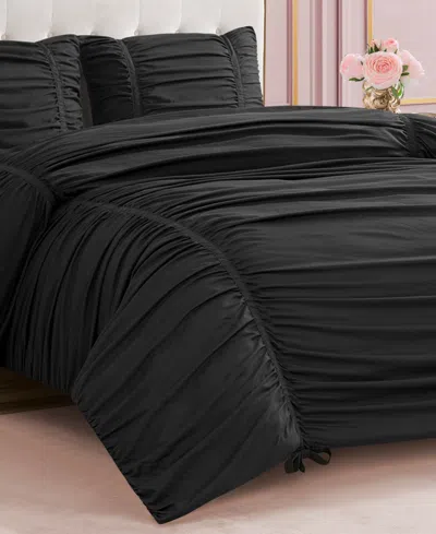Juicy Couture Ribbon Ruched 3-pc. Comforter Set, King In Black
