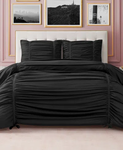 Juicy Couture Ribbon Ruched 3-pc. Comforter Set, King In Black