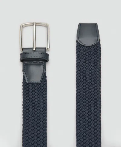 Mango Men's Braided Elastic Belt In Blue