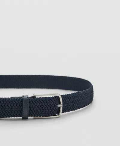 Mango Men's Braided Elastic Belt In Blue