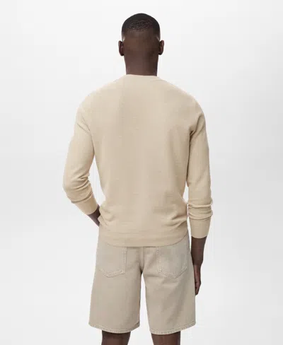 Mango Men's Microstructure Cotton Knitted Sweater In Yellow