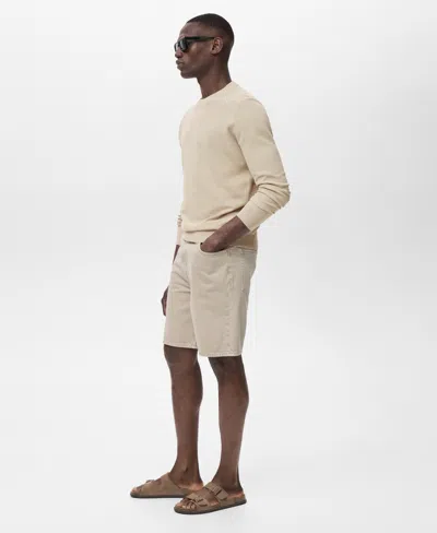 Mango Men's Microstructure Cotton Knitted Sweater In Yellow