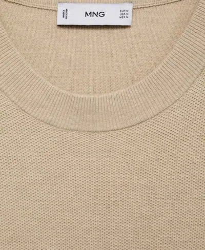 Mango Men's Microstructure Cotton Knitted Sweater In Yellow