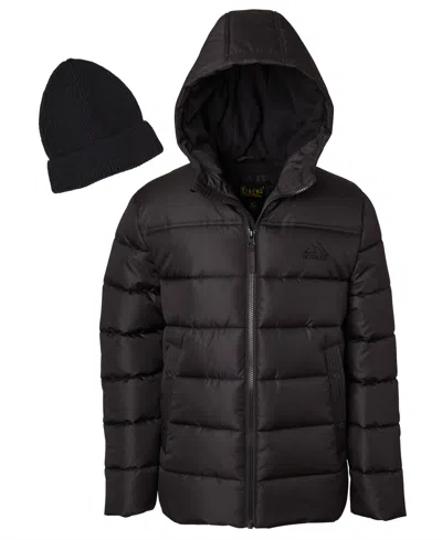 Ixtreme Big Boys Mini Puffer Jacket With Beanie In Black