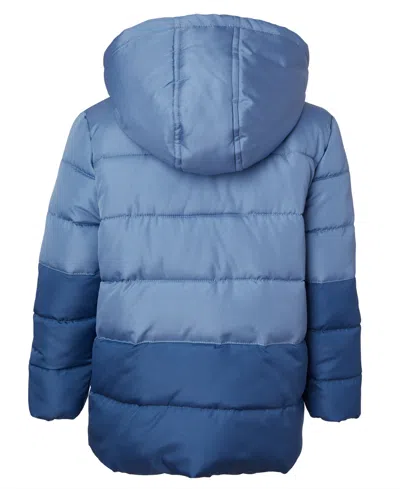 Ixtreme Big Boys Color Blocked Ripstop Puffer Jacket With Beanie In Blue