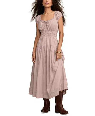 Lucky Brand Smocked Waist Midi Dress In Neutral
