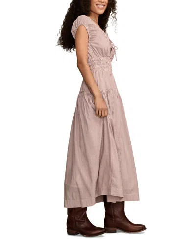 Lucky Brand Smocked Waist Midi Dress In Neutral