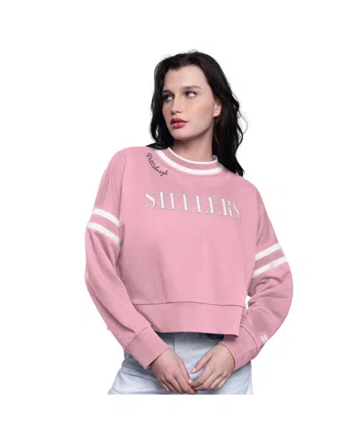 Starter Women's Pink Philadelphia Eagles Power Play Cropped Pullover Sweatshirt In Pink