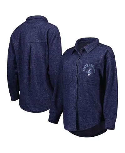 Gameday Couture Women's Navy North Carolina Tar Heels Switch It Up Tri-blend Button-up Shacket In Blue