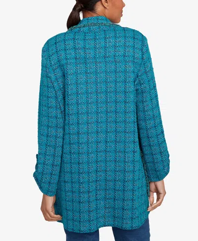 Ruby Rd. Petite Open Front Tweed Patch Pocket Jacket In Multi