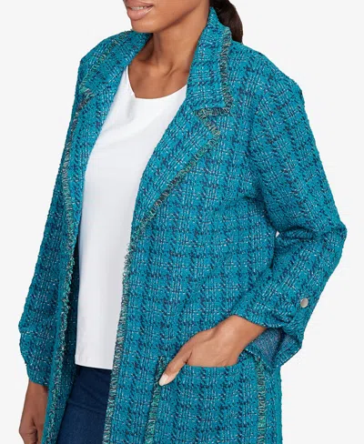 Ruby Rd. Petite Open Front Tweed Patch Pocket Jacket In Multi