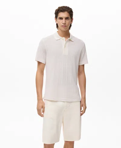 Mango Regular Fit Openwork Polo In Neutral