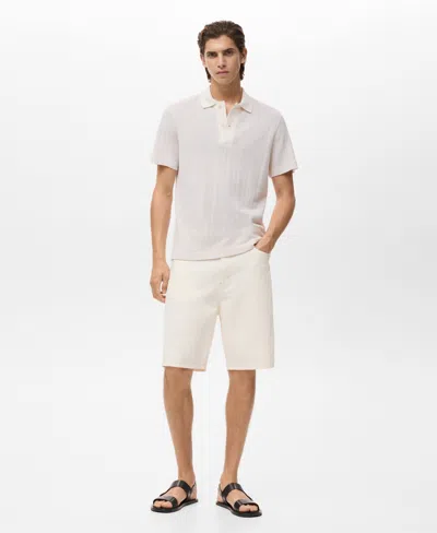 Mango Regular Fit Openwork Polo In Neutral
