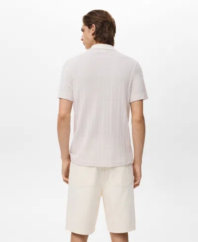 Mango Regular Fit Openwork Polo In Neutral