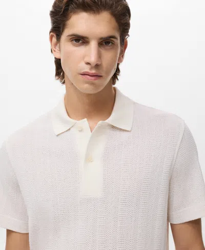 Mango Regular Fit Openwork Polo In Neutral