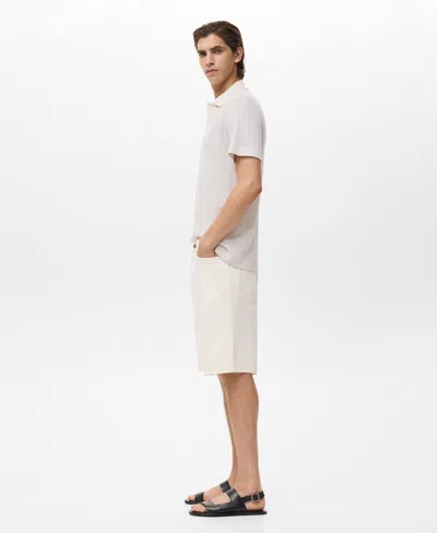Mango Regular Fit Openwork Polo In Neutral