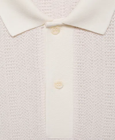 Mango Regular Fit Openwork Polo In Neutral