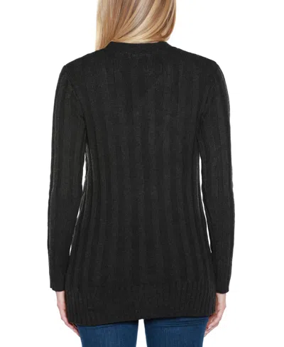 Belldini Women's Button-front Cable Cardigan Sweater In Black