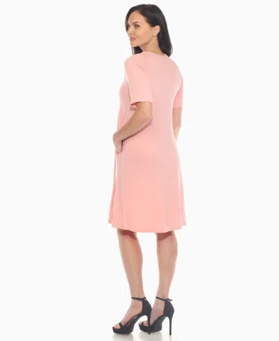 White Mark Women's Criss Cross Neckline A-line Dress In Pink