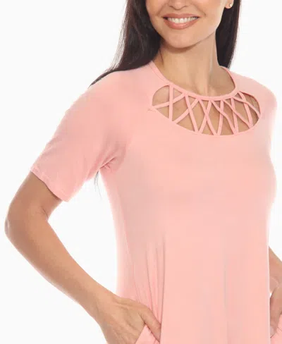 White Mark Women's Criss Cross Neckline A-line Dress In Pink
