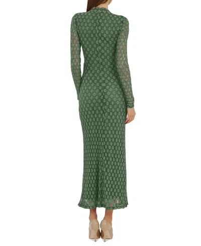 Bardot Women's Ola High-neck Long-sleeve Floral-lace Dress In Green