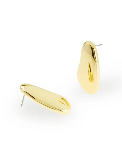 Steve Madden Gold Organic Button Earrings In Orange