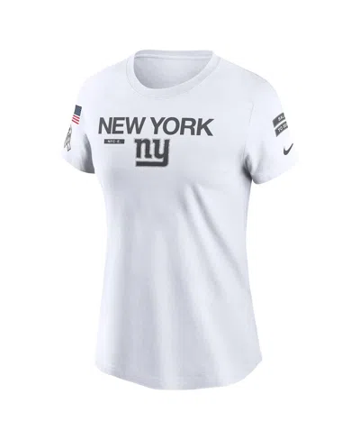 Nike Women's White New York Giants 2024 Salute To Service Legend Performance T-shirt In White