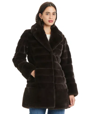 Jones New York Plus Size Faux-fur Notched-collar Coat In Brown